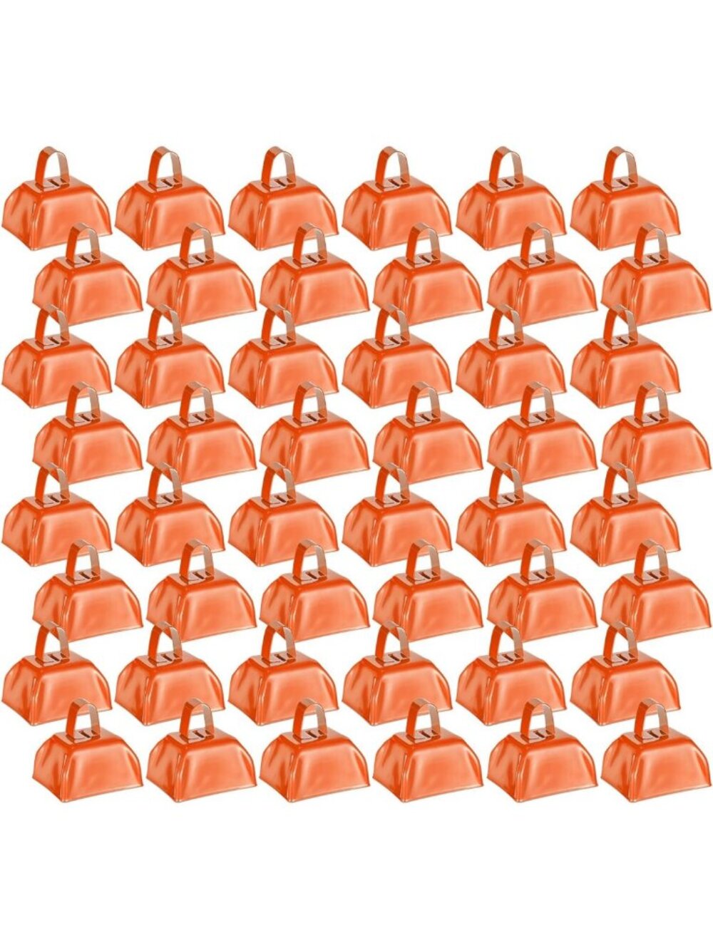 Bulk 48 Pack Metal Cow Bells - Loud Noise Makers for Parties & Events, Orange